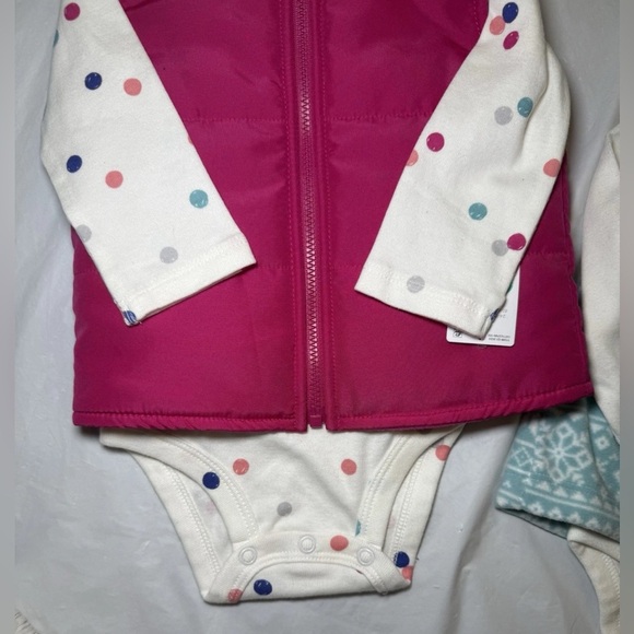 NWT Carter's Bodysuit with Vest Coat, Lot of 2, Long Sleeve, Blue & Pink Size 6M - Picture 9 of 10